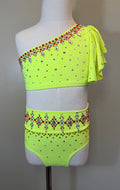 Child Intermediate Neon Yellow Two Piece Jazz Dance Costume