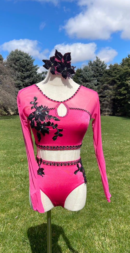Adult Extra Small Dark Pink Two Piece Contemporary/Jazz Dance Costume