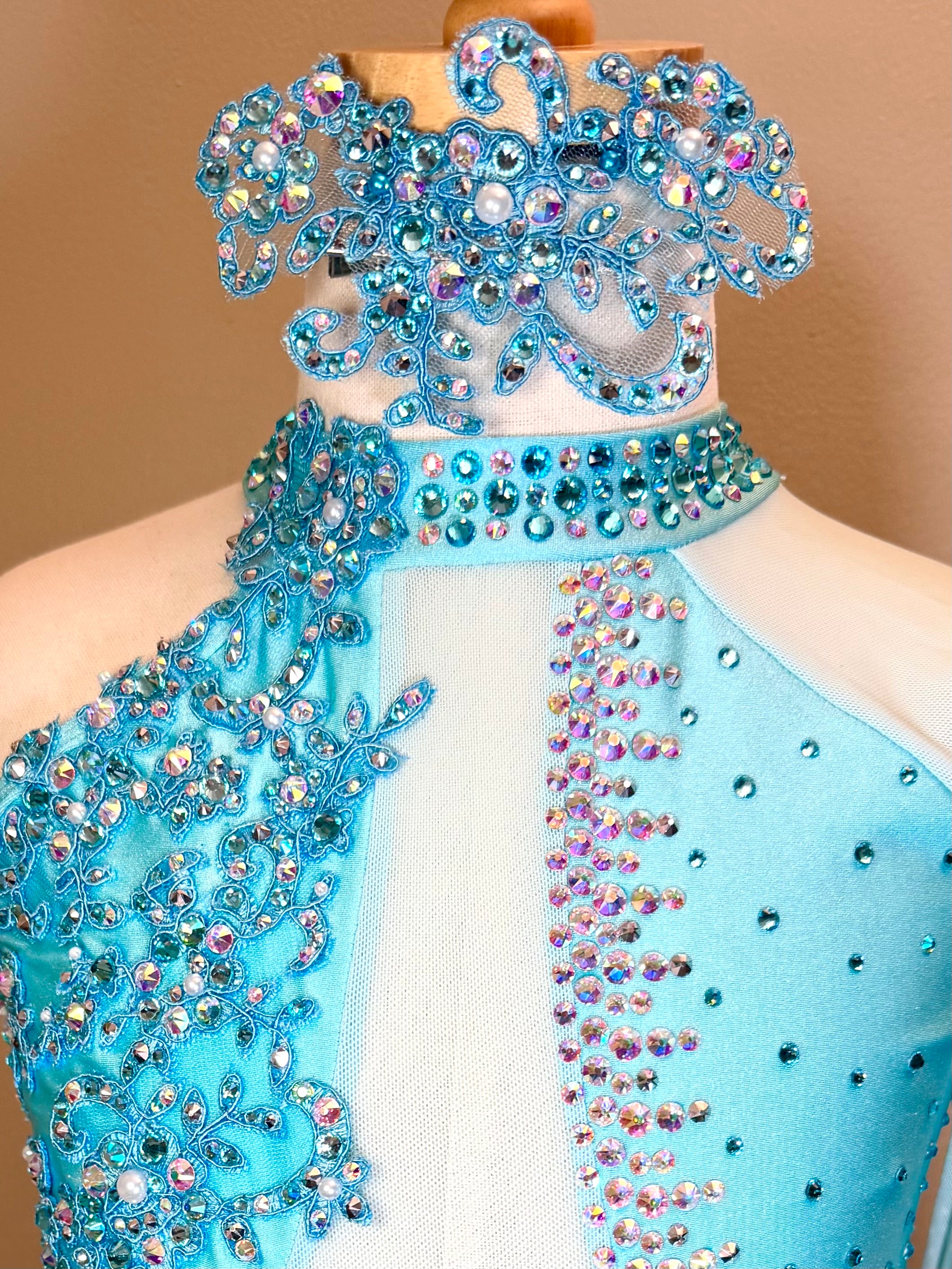 Child Intermediate Aqua Blue Lyrical/Contemporary Dance Costume