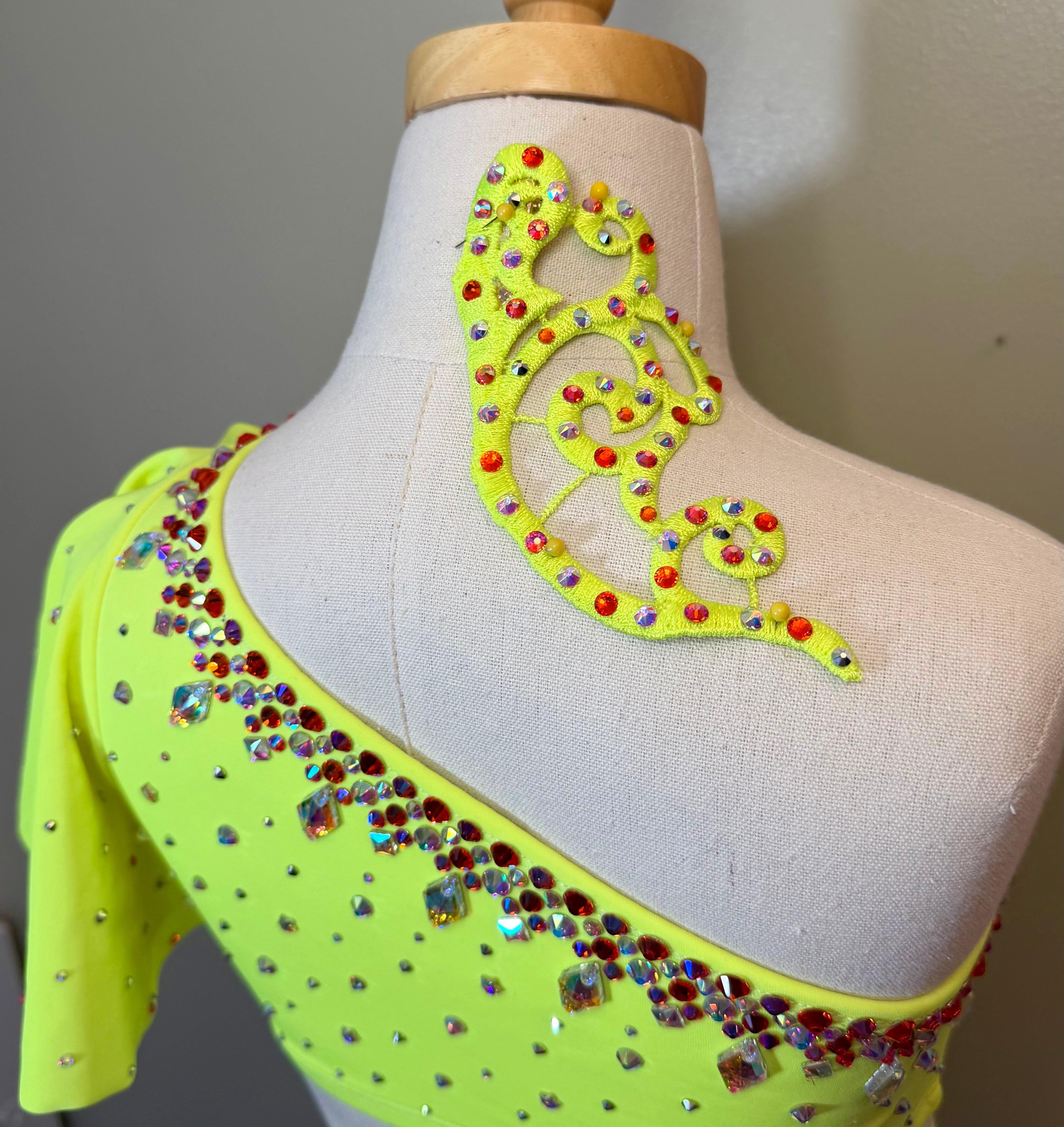 Child Intermediate Neon Yellow Two Piece Jazz Dance Costume
