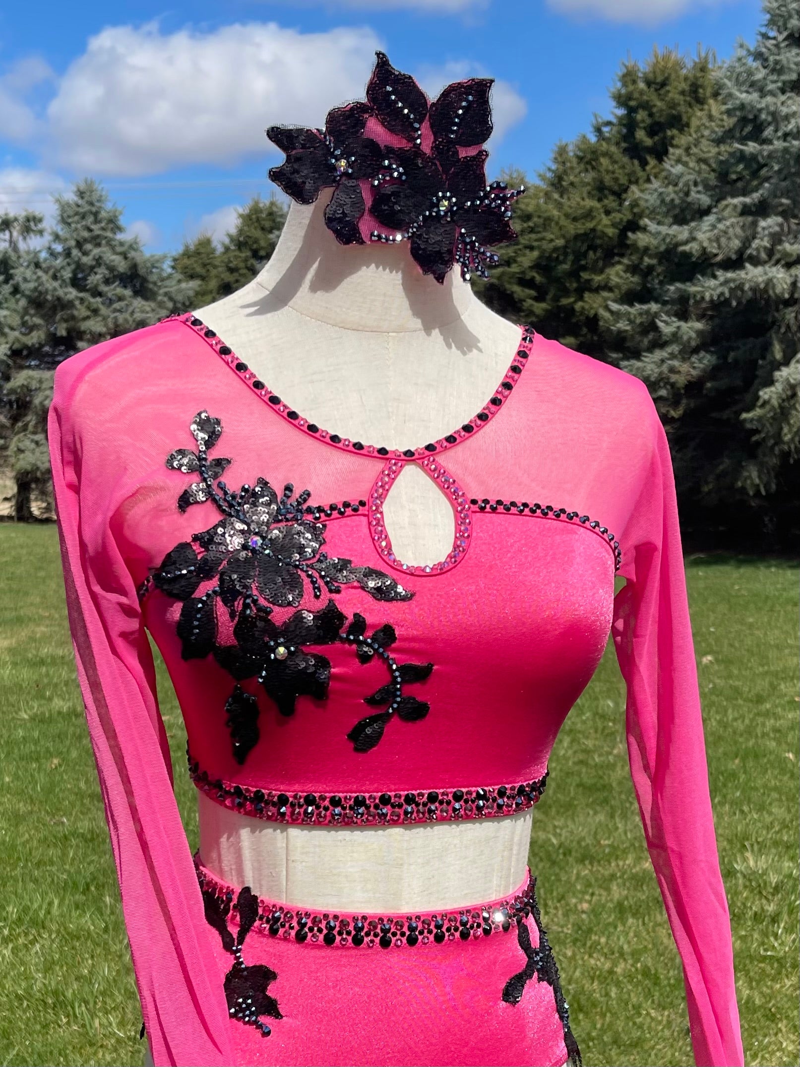 Adult Extra Small Dark Pink Two Piece Contemporary/Jazz Dance Costume