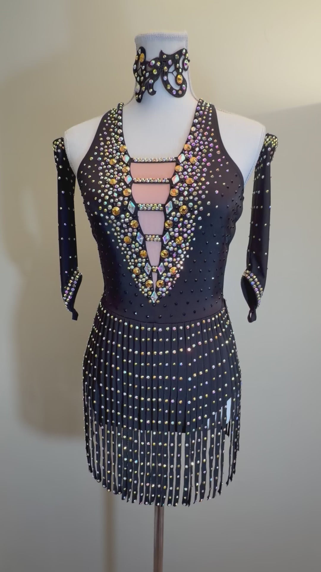 Adult Small Black and Gold Jazz/Musical Theater Fringe Dance Costume